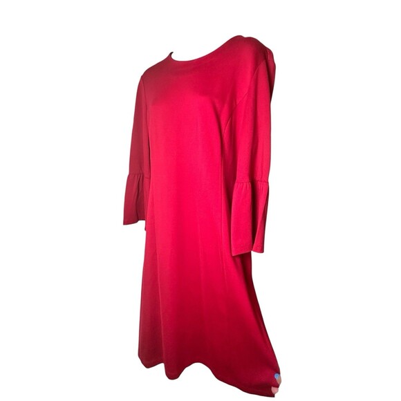 J McLaughlin Women Dress Size L Red Catalina Cloth Bell Sleeve Holiday Career - Picture 2 of 9